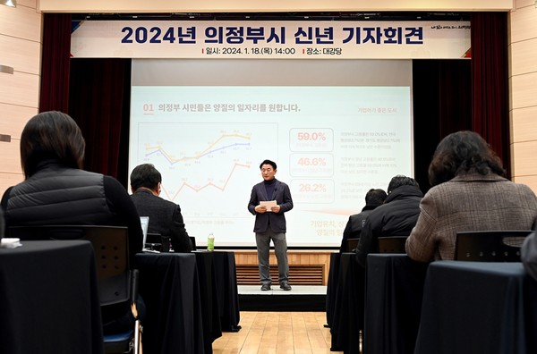 김동근 의정부시장 신년 기자회견 모습(사진제공=의정부시청)